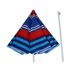 Outdoor Sunshade Beach Umbrella for Sand, Windproof UV Protection Polyester with Carry Bag