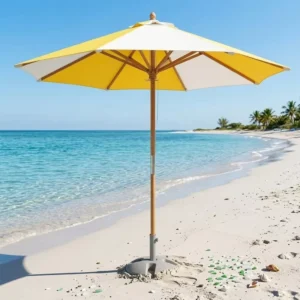 Outdoor Sunshade Cafe-Style Long-Handled Metal Pole Color-Block Parasol Patio Umbrella