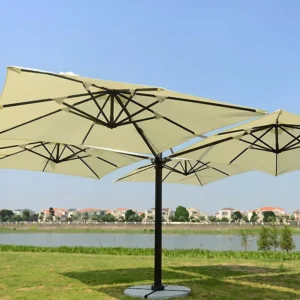 Outdoor Sunshade Four-Head Square Patio Umbrella 220g Polyester Aluminum Frame for Garden Beach Clubs