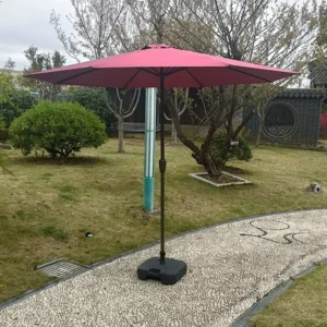 Outdoor Sunshade Patio Umbrella Large Hand-Cranked Center Pole Iron Aluminum Brushed Aluminum