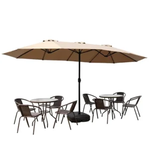 Outdoor Sunshade Three-Arm Roman Commercial Large Rectangular Steel Center Pole Courtyard Umbrella Customizable Waterproof