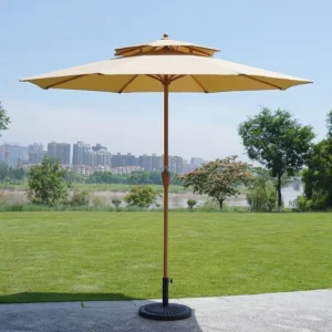 Outdoor Sunshade Umbrella Camping Garden Courtyard Center Pole Folding Metal Anti-Tipping Polyester Manual Opening