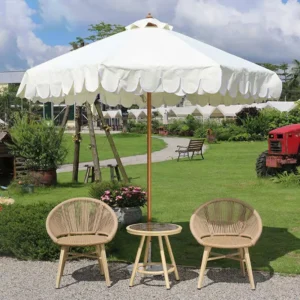 Outdoor Sunshade Umbrella Double-Layer Center-Pole Water-Resistant for Courtyard Beach Wedding Use