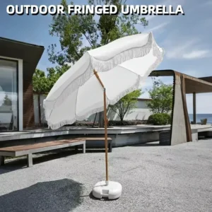 Outdoor Tassel Beach Umbrella, Sun Protection, Beach, Courtyard, Camping