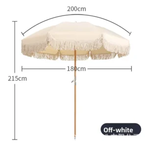 Outdoor Tassel Chinese Style Beach Umbrella Aluminum Handle Polyester Fiber Large Size Sunshade Garden Courtyard