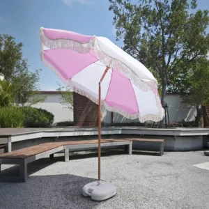 Outdoor Tassel Parasol Seaside Resort Beach Umbrella Sunshade Iron Rod Impact Cloth Leisure Patio Camping Shade
