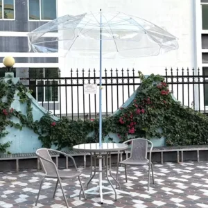Outdoor Transparent Oversized Automatic Straight Umbrella with Reinforced Stormproof Construction for Camping