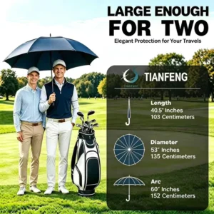 Outdoor Travel Classic Double Layer Windproof Semi Automatic Open Straight Umbrella 135cm Aluminum Frame Large Size Custom