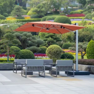 Outdoor Umbrella with Base and Light, 360 Degree Rotation, Factory Supplier