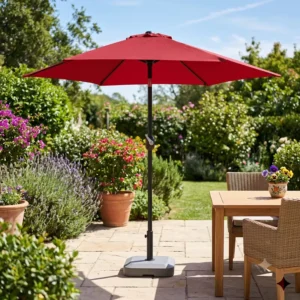 Outdoor Waterproof Aluminum Center Pole Garden Umbrella with Tilt and Crank