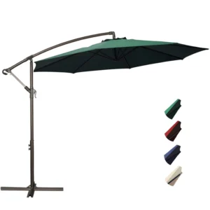 Outdoor Waterproof Hanging Market Umbrella with Crank for Balcony, Pool, Cafe, Patio, and Garden