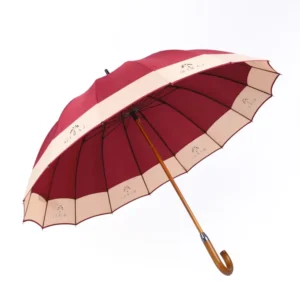 Oversize 16-Rib Auto-Open Straight Umbrella with Wooden Handle