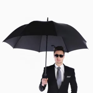 Oversize Durable Fiberglass Shaft Windproof Reflective Custom Straight Pongee Automatic Open UV Umbrella