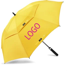 Oversize Windproof Double-Canopy Sun and Rain Golf Umbrella, Automatic Open/Close, Yellow