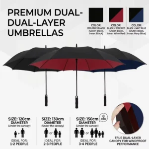 Oversized Double-Layer Stick Umbrella Factory Supply Automatic Open Waterproof Sun Umbrella Custom Corporate Gift