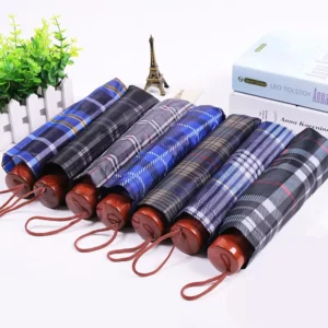 Oversized Three-Person Lattice 10-Bone 3-Fold Reinforced Lightweight Manual Folding Umbrella