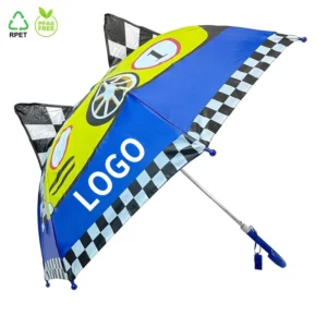 Ovida 19Inch 8Ribs Wholesales 3D Ears Promotional Advertising Kids Umbrella With Logo Printing Straight Children Umbrella