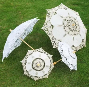 P 42 White Lace Craft Bride Umbrella Mini Decoration Umbrella Props White Ivory Lace Parasol Bride Wedding Umbrellas