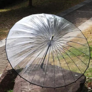 POE Clear Transparent Five-Folding Manual Umbrella Long Handle for Wedding and Promotional Gifts
