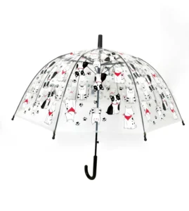 POE Kids Transparent Umbrella with Cute Cartoon Animals Pattern