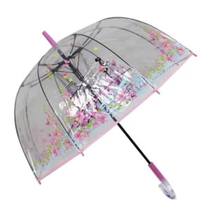 POE Transparent Clear Bubble Mushroom Apollo Long Handle Umbrella Arch See Through Custom Printed Sun Rain Parasol