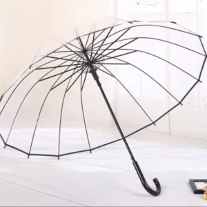 POE Transparent Straight Pole Portable Steel Manual Umbrella
