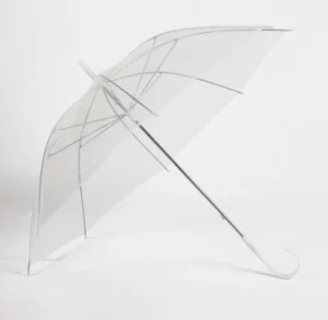 POE Transparent Straight Stick Umbrella J Curved Handle Clear Umbrella