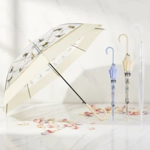PVC Colorful Clear Dome Transparent Sunshade Straight Stick Umbrella