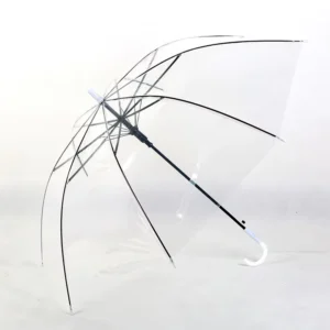 PVC Long-Handle Windproof Transparent Rain Umbrella