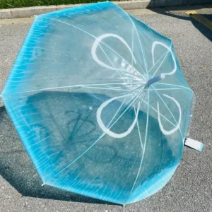 PVC POE Holographic Japanese Transparent Jellyfish Foldable Flower-Printed Umbrella