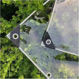 PVC Transparent Tarpaulin with Eyelets Coated Pattern Rain Cover for Balcony and Car, Weatherproof Waterproof Outdoor Tent