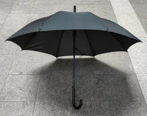 Pack of 12 Large Canopy Windproof Auto Open J Hook Handle Stick Umbrellas for Parties and Events Matte Black for Travel