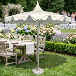 Pagoda Garden Beach Umbrella for Weddings and Pools with Fringe Tassels