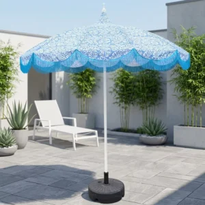 Pagoda Parasol Outdoor Poolside Courtyard Beach Garden Patio Umbrella with Tassel Fringe