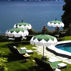 Pagoda Shape Central Pole Patio Umbrella Outdoor Sunshade Parasol for Gardens, Pools, Cafes, and Commercial Use