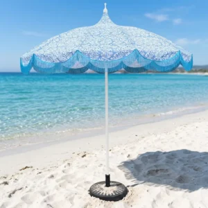 Pagoda Style Beach Garden Umbrella Aluminum Pole Pool Parasol with Tassel