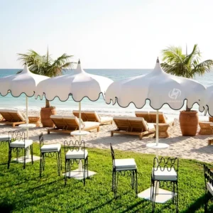 Pagoda Style Outdoor Center Pole Beach Umbrella Wind-Resistant UV Sunshade Garden Parasol
