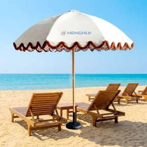 Pagoda Umbrella with Tassel Fringe Scalloped Canopy for Wedding Resort Cafe
