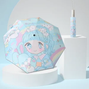 Parasol Automatic Children Kids Umbrella Uv Protective Promotional 3 Fold Umbrellas for Rain Customized Umbrella With logo