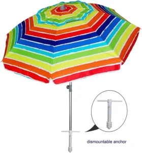 Parasol Beach Umbrella Outdoor Patio Sun Umbrella With Colorful Stripes