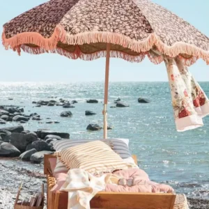 Parasols Outdoor Beach Umbrella with Tassels Custom Umbrella European Style Portable 8 Feet