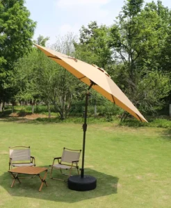 Patio Central Pole Umbrella Outdoor Tiltable Market Parasol Crank Operated for Garden Backyard Terrace Pool