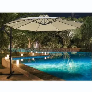 Patio Outdoor Furniture 3m Aluminum Outdoor Rain Sun Umbrella Garden Parasol Umbrella with Light