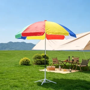 Patio Table Hole-Fit Adjustable Sun Umbrella 120cm 130cm Multicolor Folding Outdoor Beach Parasol