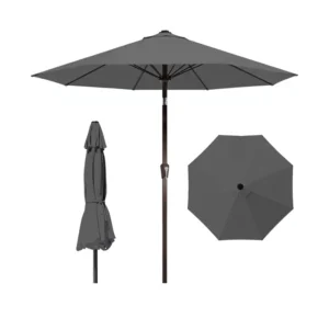 Patio Umbrella Outdoor Courtyard Beach Crank Tilt Flexible Fiberglass Ribs UV Resistant Waterproof Windproof Rust Base 10 ft