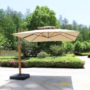 Patio Umbrella Outdoor Large Square Double Top Heavy Duty Windproof Offset Umbrella With 360-Degree Rotation
