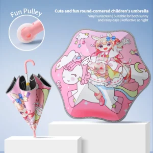 Patterned Children’s Straight Umbrella, Factory Direct, for Sunny and Rainy Days