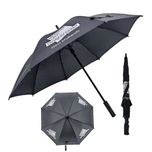 Personalized Branded Straight Umbrella Full Fiberglass Windproof Three Finger Plastic Handle Professional Umbrella