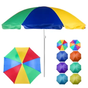 Personalized Logo Straight Beach Umbrella for Business Gifts Manual Opening Summer Use Colorful Sunshade