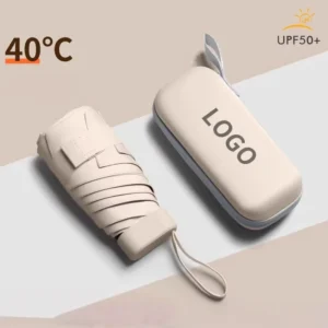 Personalized Mini Capsule Umbrella with Case, Rain and UV Protection